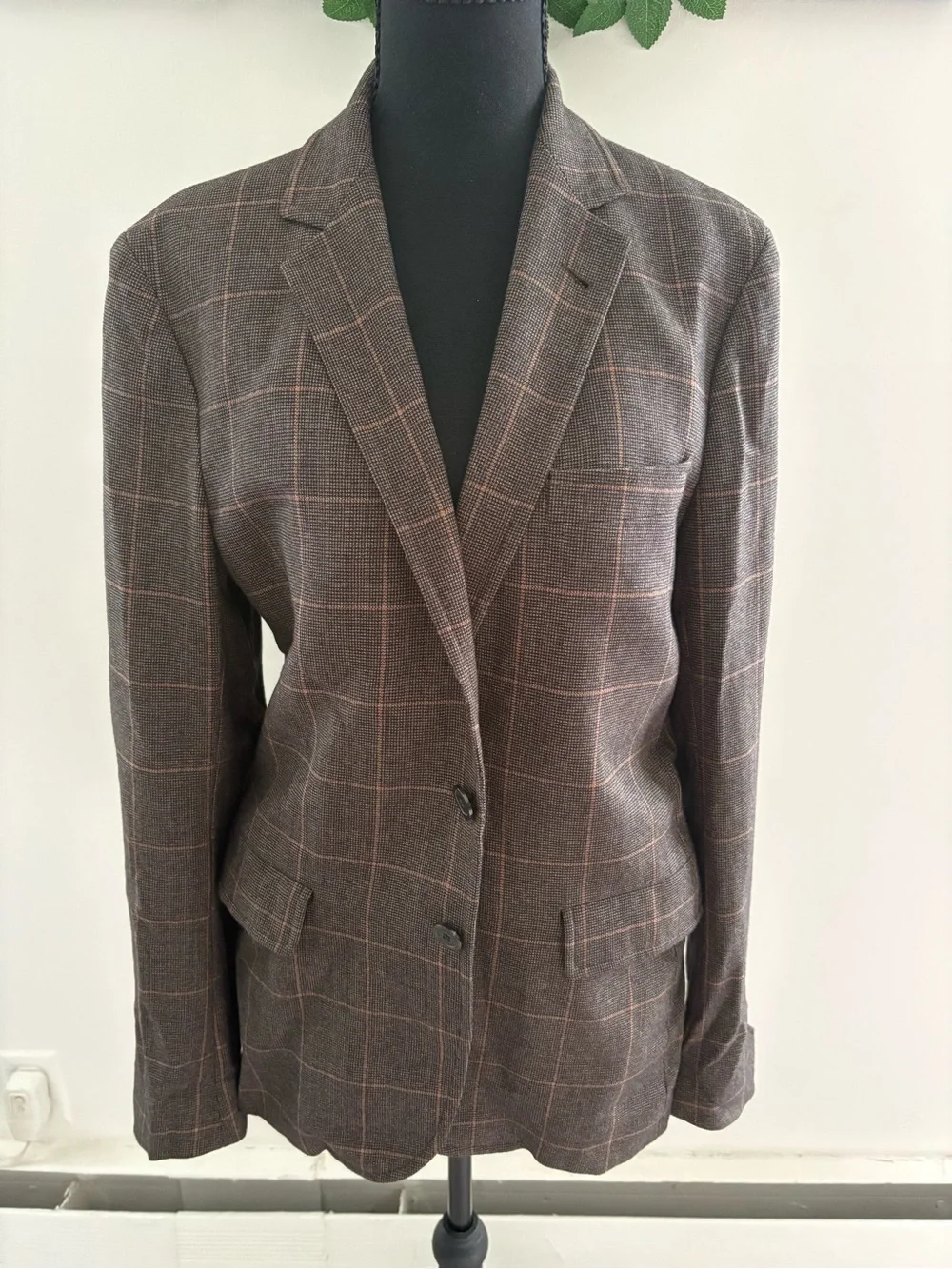 Men’s Maison Kitsuné Plaid Wool/Cotton Blazer – Size 46